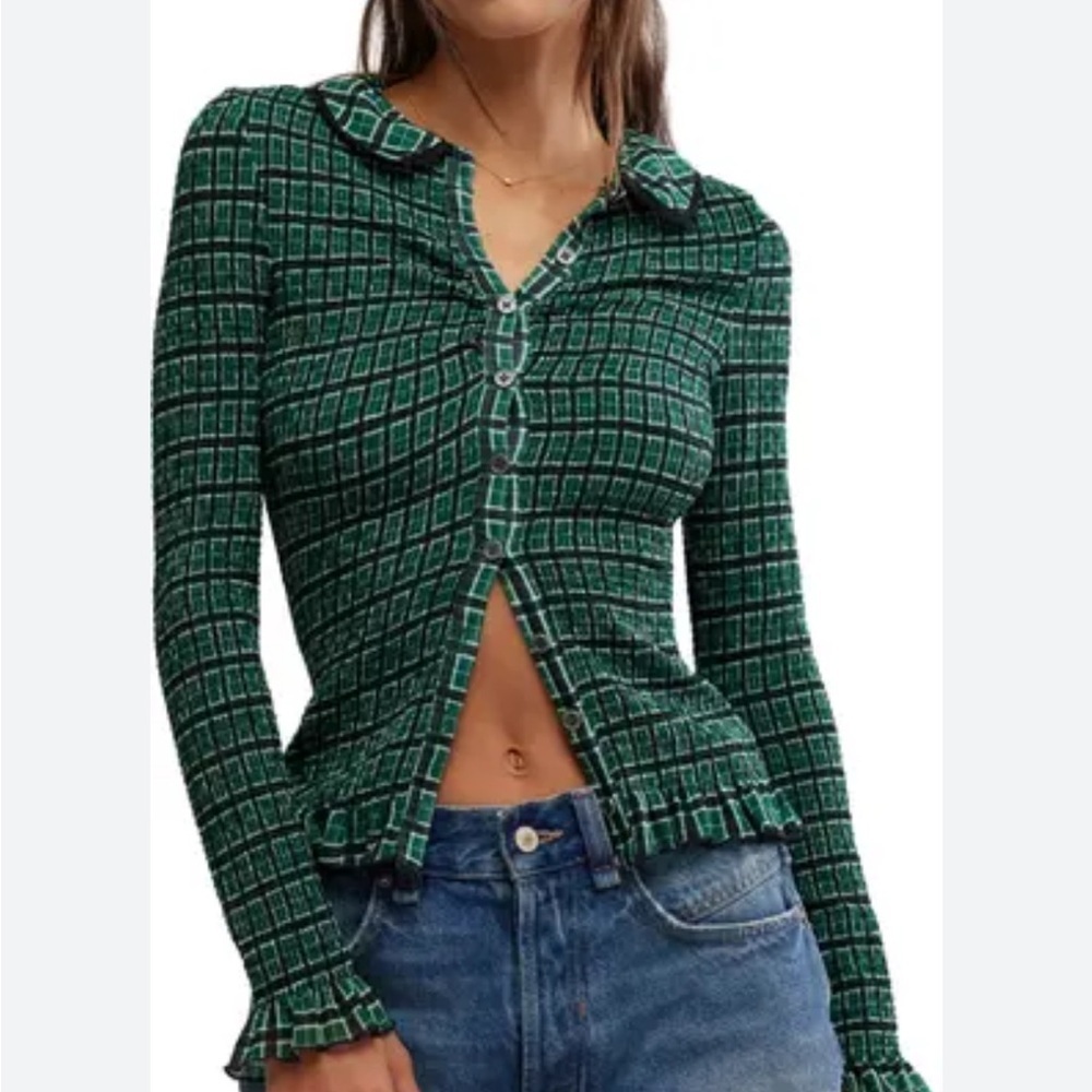 Free People Caught A Feeling Cardi Green Size Small
